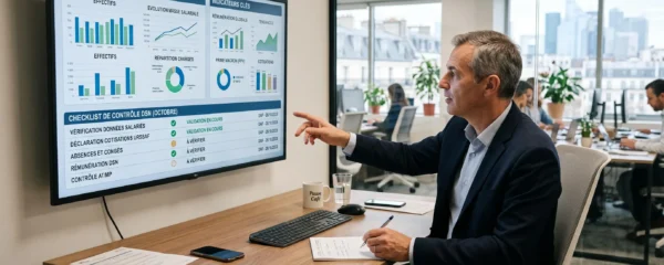 DAF analysant des données de paie et de masse salariale sur un écran